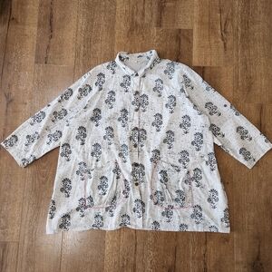 Marketplace Women's Lagenlook Button Up Blouse Sz 28 Cottagecore Farmcore Casual